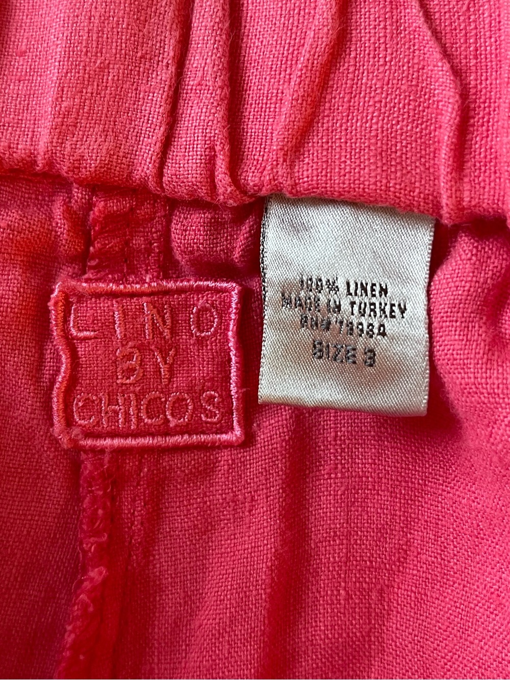 Ladies fushia chicos 100% Linen pants - Size 3